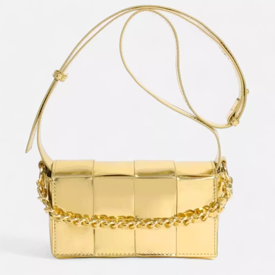 Bolsa Transversal Dourada Crys